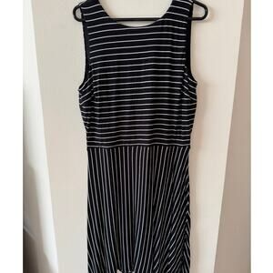 Ann Taylor Loft Striped Midi Dress Size 14 – Black White Sleeveless Stretch Knit